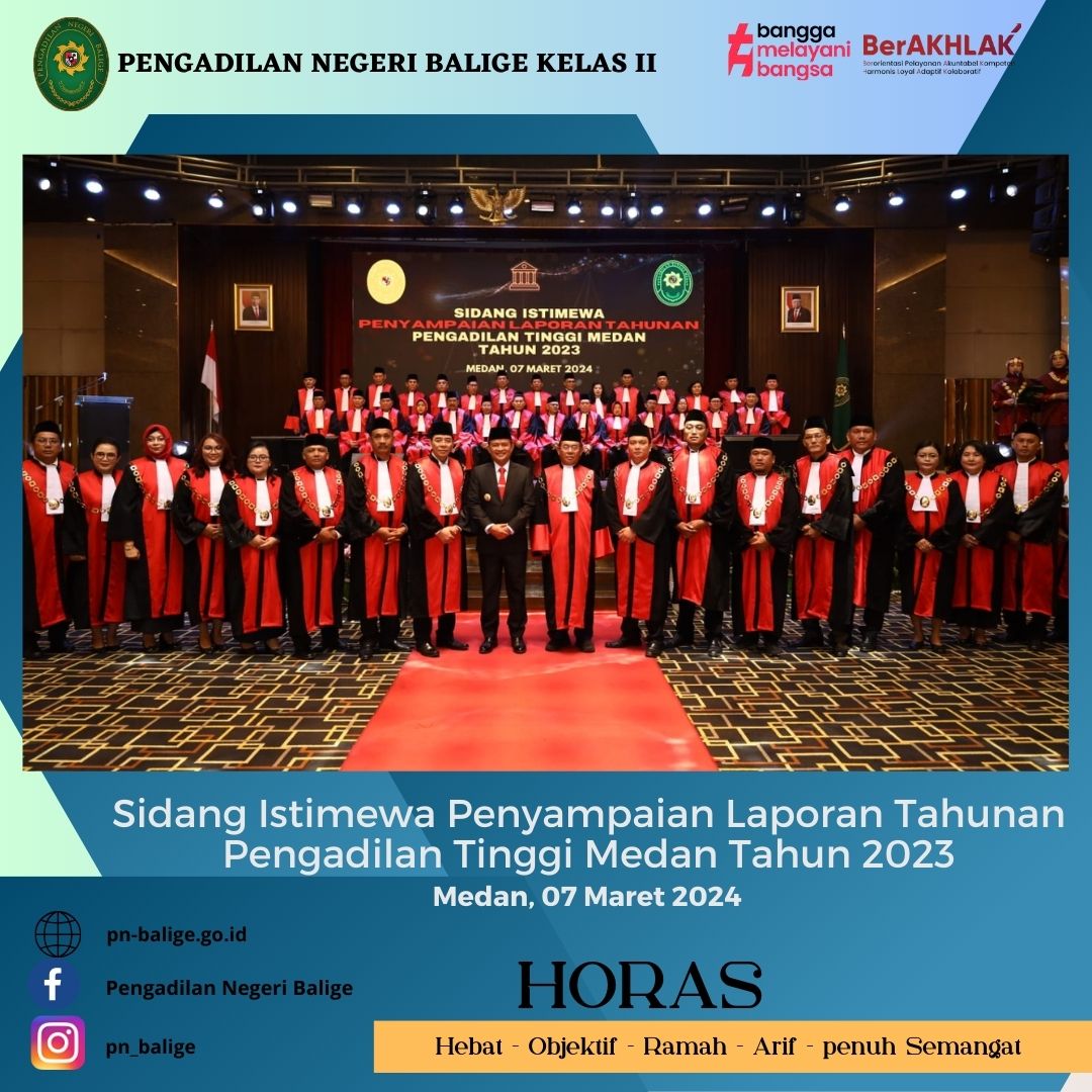 SIDANG ISTIMEWA PENYAMPAIAN LAPORAN TAHUNAN PENGADILAN TINGGI MEDAN TAHUN 2023 SIDANG ISTIMEWA PENYAMPAIAN LAPORAN TAHUNAN PENGADILAN TINGGI MEDAN TAHUN 2023